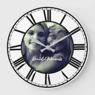 Reloj Redondo Grande Foto propia en círculo número romano