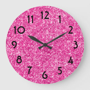 Reloj Redondo Grande Foto Purpurina rosa bonito