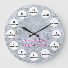 Reloj Redondo Grande Foto rosada de cristal texturizada bebé de 12