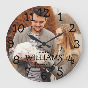 Reloj Redondo Grande Foto Y Nombre De Familia Personalizados