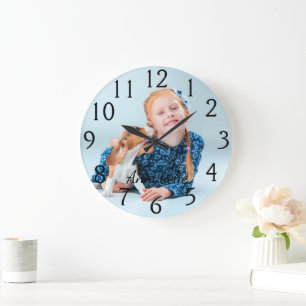 Reloj Redondo Grande Foto y nombre del Personalizado personalizado
