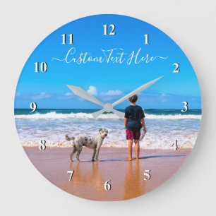Reloj Redondo Grande Foto y texto personalizado - Su propio diseño - Mi