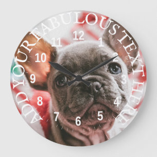 Reloj Redondo Grande Foto y texto personalizados