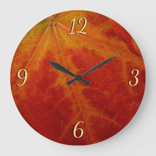 Reloj Redondo Grande Fotografía abstracta de la naturaleza otoñal de ho