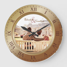 Reloj Redondo Grande Fotografía adaptable del bronce del aniversario de