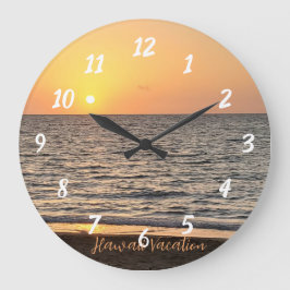 Reloj Redondo Grande Fotografía de Hawaii Sunset