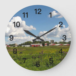 Reloj Redondo Grande Fotografía de la granja Indiana