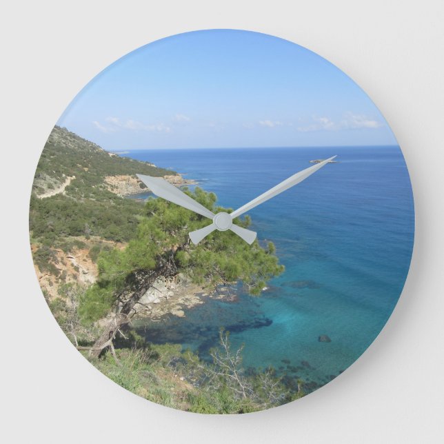 Reloj Redondo Grande Fotografía de la naturaleza Montaña y Mar Mediterr (Anverso)