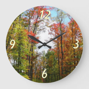 Reloj Redondo Grande Fotografía de naturaleza otoñal de árboles de otoñ