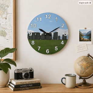 Reloj Redondo Grande Fotografía del paisaje de Stonehenge Inglaterra