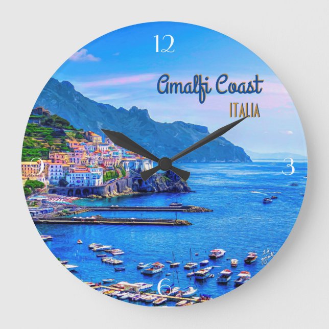 Reloj Redondo Grande Fotografía del viaje de Amalfi Italia Europa (Anverso)
