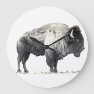 Reloj Redondo Grande Fotografía histórica de American Bison