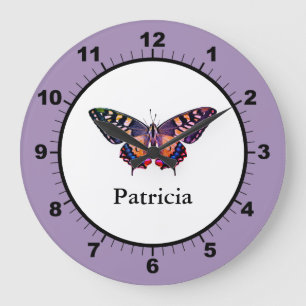 Reloj Redondo Grande Fotografía moderna Cuta Mariposa Agregar nombre