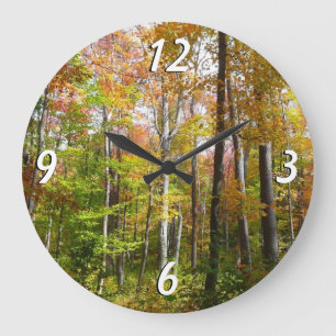 Reloj Redondo Grande Fotografía paisajística de otoño en el bosque otoñ
