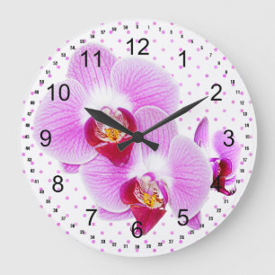 Reloj Redondo Grande Fotografía radiante del primer de la orquídea