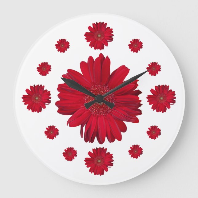 Reloj Redondo Grande Fotografías de Red Gerber Daisy (Anverso)