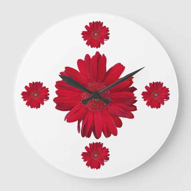 Reloj Redondo Grande Fotografías de Red Gerber Daisy (Anverso)