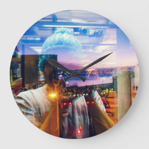 Reloj Redondo Grande Fotógrafo abstracto del amanecer en la ciudad