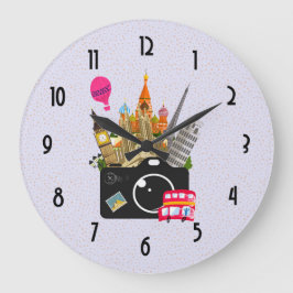 Reloj Redondo Grande Fotógrafo de Viajes de Monumentos Europeos