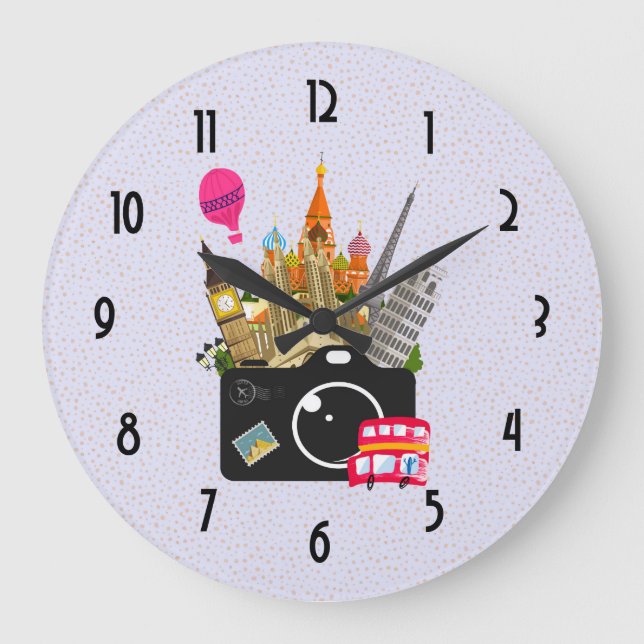 Reloj Redondo Grande Fotógrafo de viajes de monumentos europeos (Anverso)