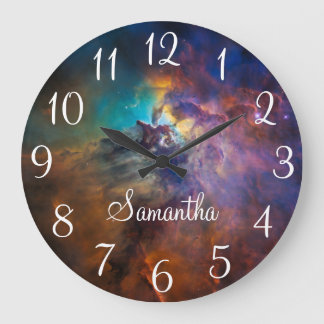 Reloj Redondo Grande Fotos Celestiales Laguna Nebulosa Personalizada