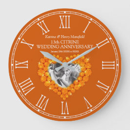 Reloj Redondo Grande Fotos de Citrine en el 13º aniversario del boda