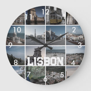 Reloj Redondo Grande Fotos de Lisboa mosaico, Portugal