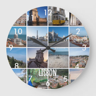 Reloj Redondo Grande Fotos de Lisboa mosaico, Portugal