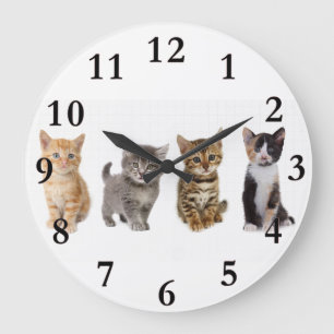 Reloj Redondo Grande Four Kittens Round Wall Clock