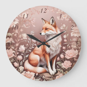 Reloj Redondo Grande Fox con floral rosada de ensueño