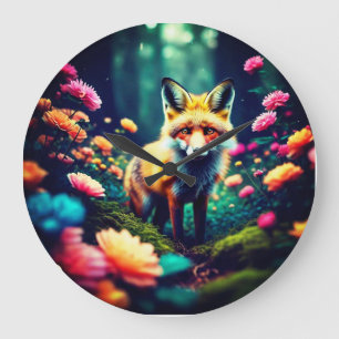 Reloj Redondo Grande "Fox in Bloom"