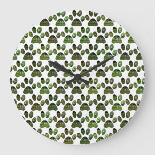 Reloj Redondo Grande Fox Terrier Paw Prints, Wall Clock