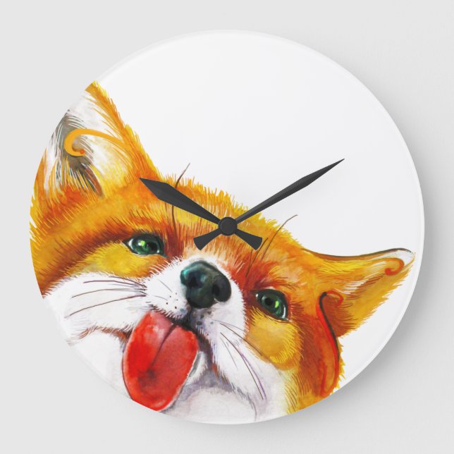 Reloj Redondo Grande Fox Watercolor (Anverso)