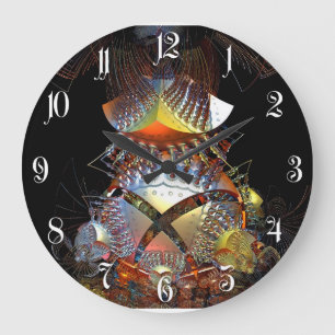 Reloj Redondo Grande Fractal 3D futurista