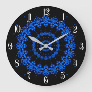 Reloj Redondo Grande fractal azul