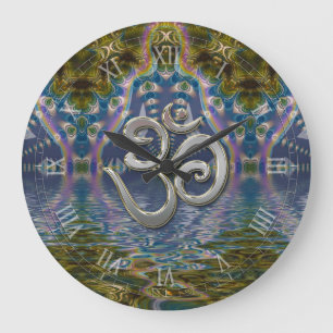 Reloj Redondo Grande Fractal Chakra Om Espiritual