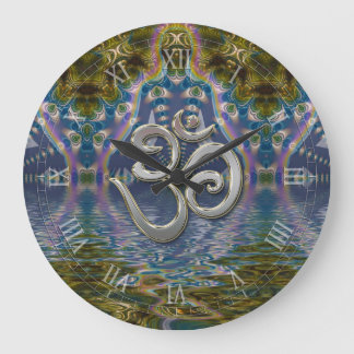 Reloj Redondo Grande Fractal Chakra Om Espiritual