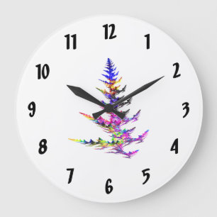 Reloj Redondo Grande Fractal - Colorido árbol de Navidad