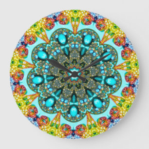 Reloj Redondo Grande Fractal cristalino del anillo