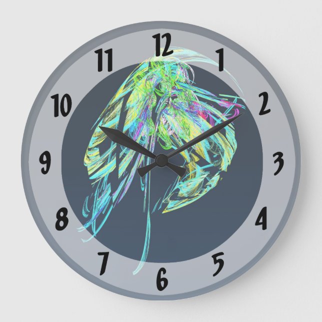 Reloj Redondo Grande Fractal - Jellyfish (Anverso)