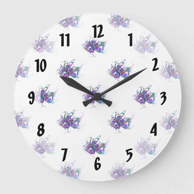 Reloj Redondo Grande Fractal - Máscara de Mardi Gras (Anverso)