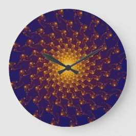 Reloj Redondo Grande Fractal morado/sol azul moderno