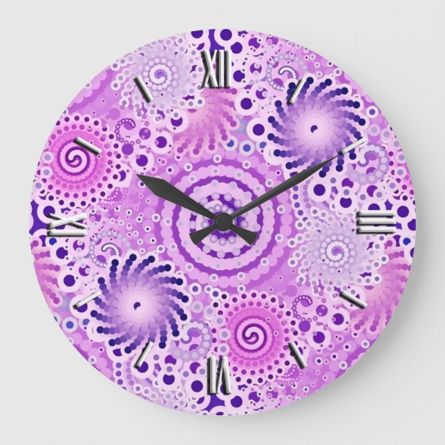 Reloj Redondo Grande Fractal swirl pattern, violet, orchid (Anverso)