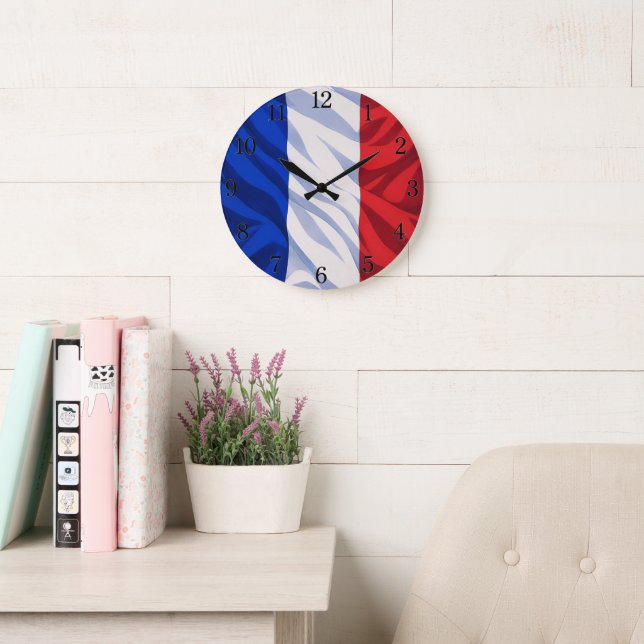 Reloj Redondo Grande France Flag Wall Clock (Illustrated Version) (Sala de lectura)