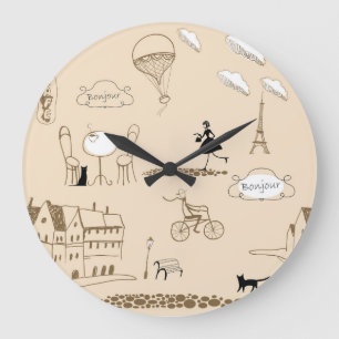 Reloj Redondo Grande Francés rosado: Diseño de patrones de Moda.