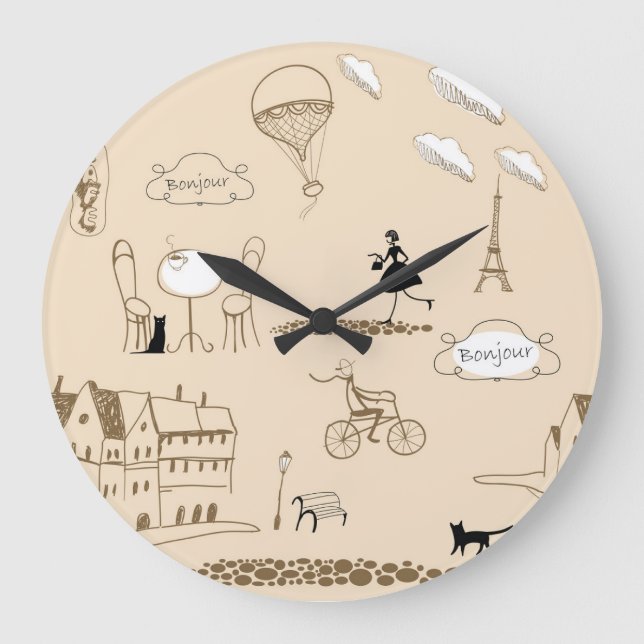 Reloj Redondo Grande Francés rosado: Diseño de patrones de Moda. (Anverso)