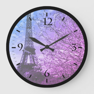 Reloj Redondo Grande Francia Vintage París Torre Eiffel Reloj Grande