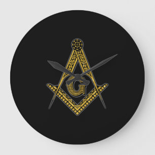 Reloj Redondo Grande Freemason (negro y oro)