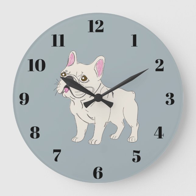 Reloj Redondo Grande French Bulldog (Anverso)
