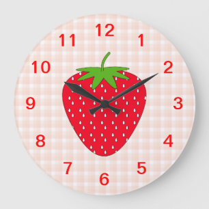 Reloj Redondo Grande Fresa roja en Gingham Check.